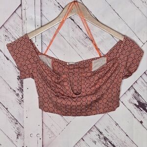 Free People Intimately Lucky Now Brami Off Shoulder Crop Top Vermilion Sz M